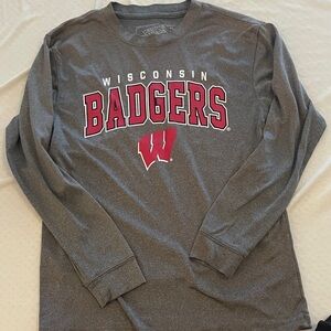 Champion Charcoal Wisconsin Badgers Long Sleeve Tee-youth L